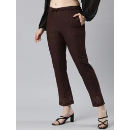 Souchii Women Smart Straight Mid-Rise Easy Wash Cigarette Trousers-picture-17