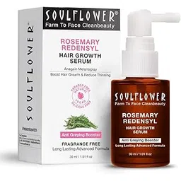 Soulflower Hair Growth Serum, Rosemary Oil, 3% Redensyl, 4% Anagain, Caffeine, Melanogray, Biotin, Rice Water, Clinically Tested on Real people, Hair growth & Hair fall control for Women & Men | 30ml-picture-44