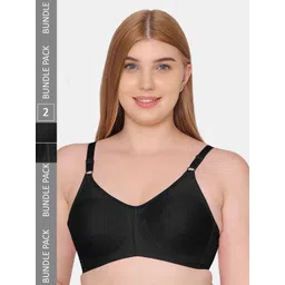 Souminie Pack Of 2 Non Padded Seamless Non Wired Rash Free Belt Cotton Full Coverage Bra-picture-22