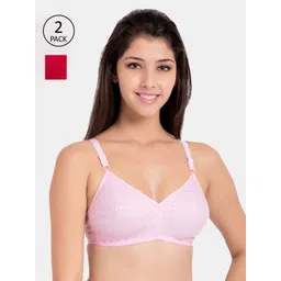 Souminie Pack Of 2 Solid Non-Wired Non Padded Everyday Bra SLY-931-PK-2PC-RD-30B-picture-12