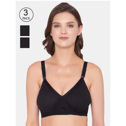 Souminie Pack of 3 Plus Size Black Cotton Bra-picture-15