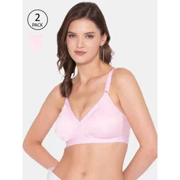 Souminie Set Of 2 Pink Non Padded Cotton Bra-picture-41