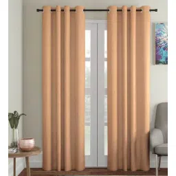 soumya Beige Solid Cotton 7 Ft Light Filtering Eyelet Door Curtain-picture-10