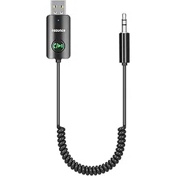 Sounce Bluetooth Car Receiver with Hands-Free Calling,Built-in Microphone, 85 cm Coiled Cable, Multi-Function Button, Music Playback, Wireless AUX Adapter for Car Audio (Black)-image-8