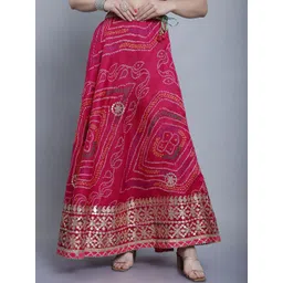SOUNDARYA Cotton Printed Kota Doriya Hand Gota Patti Flared Maxi Skirt-picture-39