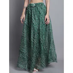 SOUNDARYA Printed Cotton Flared Maxi Skirt image 3