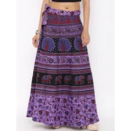 SOUNDARYA Printed Pure Cotton Wrap Around Maxi Skirt-picture-40