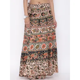 SOUNDARYA Printed Pure Cotton Wrap Maxi Skirt-picture-30