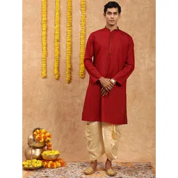 SOURAGYA Men Thread Work Asymmetric Kurta-picture-33