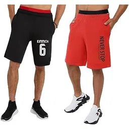 SOUTH CITY Southcity Men's Casual Cotton All Season Regular Shorts, Workout Shorts, Elastic Waist Running Shorts with Pockets Pack of 2-picture-22