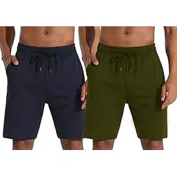 south city Southcity Men's Casual Cotton Basic Shorts All Season Soft Feel Fabric Regular Shorts,Workout Shorts, Elastic Waist Running Shorts with 2 Side Pockets-Pack of 2-picture-28