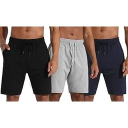 south city Southcity Men's Casual Cotton Basic Shorts All Season Soft Feel Fabric Regular Shorts,Workout Shorts, Elastic Waist Running Shorts with 2 Side Pockets-Pack of 3-picture-27
