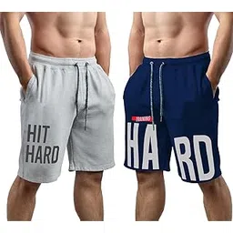 south city Southcity Men's Casual Summer Cotton Regular Shorts, Workout Shorts, Elastic Waist, Running Shorts with Pockets- Pack of 2-picture-25