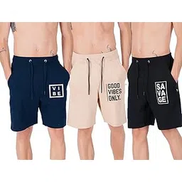 south city Southcity Men's Cotton Regular Shorts, Gym Workout Shorts, Running Shorts with Pockets - Pack of 3-picture-32