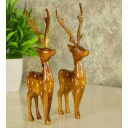 sowpeace Dearest Little Deer Brown Solid Wood (Set of 2) Figurines-picture-13