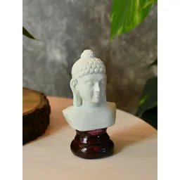 SOWPEACE White & Brown Buddha's Serene Gaze Terracotta Idol Showpiece-picture-22
