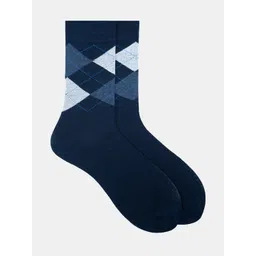 Soxytoes Men Navy-Blue Patterned Cotton Calf-Length Socks image 1