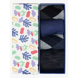 Soxytoes Men Pack Of 4 Patterned Comfortable Cotton Ankle Length Socks-picture-14