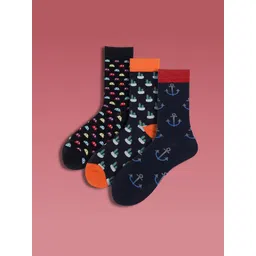 Soxytoes Unisex Pack Of 3 Printed Pure Cotton Calf-Length Socks-picture-15