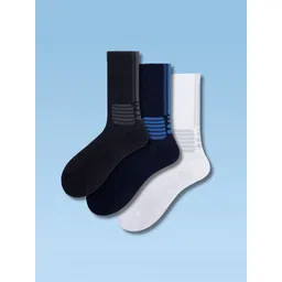 Soxytoes Unisex Pack Of 3 Striped Pure Cotton Calf-Length Socks-picture-10