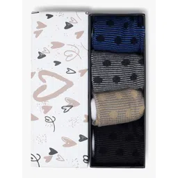 Soxytoes Unisex Pack Of 4 Patterned Cotton Calf-Length Socks-picture-34