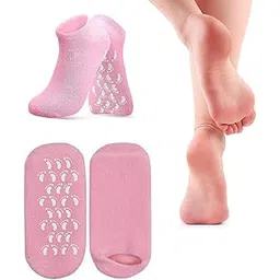Spa Gel Socks for Cracked Heels & Dry Feet | Moisturizing Silicone Socks with Essential Oils | Reusable & Washable | Soft, Stretchable Foot Care Socks for Women-picture-40