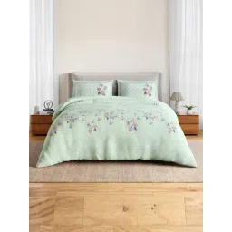 Spaces Cotton Blue Floral 144 TC Double Size Bedsheet with 2 Pillow Covers-picture-35