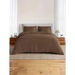 Spaces Cotton Brown Solid 170 TC Double Size Bedsheet with 2 Pillow Covers-picture-41
