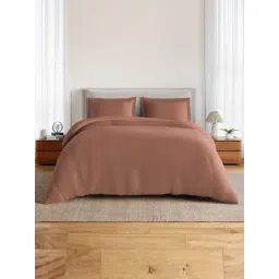 Spaces Cotton Brown Solid 170 TC Double Size Bedsheet with 2 Pillow Covers-picture-26