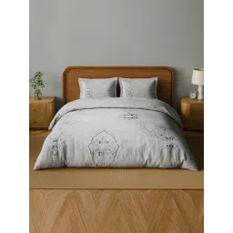 Spaces Cotton Gray Traditional 180 TC Double Size Bedsheet with 2 Pillow Covers-picture-48