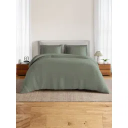 Spaces Cotton Green Solid 170 TC Double Size Bedsheet with 2 Pillow Covers-picture-24