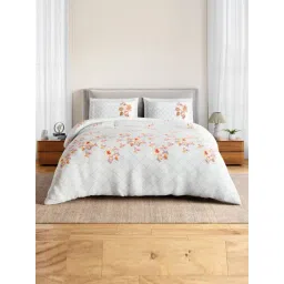 Spaces Cotton Grey Floral 144 TC Double Size Bedsheet with 2 Pillow Covers-picture-11