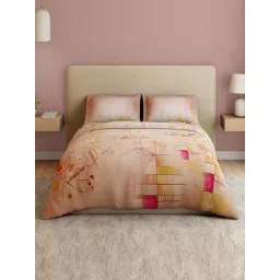 Spaces Cotton Pink Geometric 132 TC Double Size Bedsheet with 2 Pillow Covers-picture-12