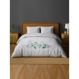 Spaces Cotton Purple Floral 180 TC Double Size Bedsheet with 2 Pillow Covers-picture-19