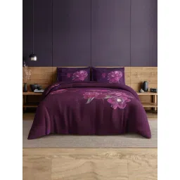Spaces Cotton Violet Floral 210 TC Double Size Bedsheet-picture-27
