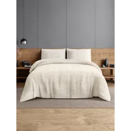 Spaces Cream Cotton Damask Ornate Printed 300 TC Double Bedsheet with 2 Pillow Covers-picture-20