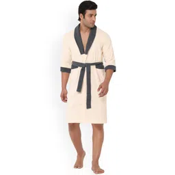 SPACES Cream Solid Pure Cotton Bath Robe-picture-34