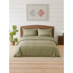 Spaces Minimal Moons Light Grey Cotton Printed 144 TC Double Bedsheet with 2 Pillow Covers-picture-46