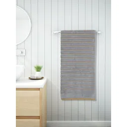 SPACES Silver Striped Cotton High Loft 570 GSM Towel Set-picture-41