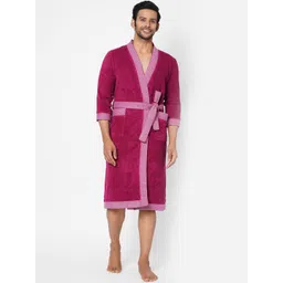 SPACES Unisex Violet & Burgundy Ultra Soft Quick Dry Pure Cotton Bath Robe-picture-20
