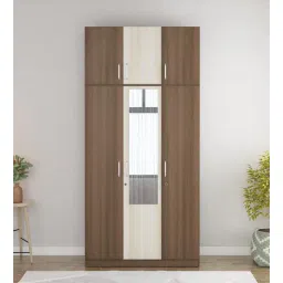 spacewood Crescent 3 Door Wardrobe In Dark Acacia Finish With Loft & Mirror & Drawer-picture-24