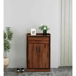 spacewood Woodland 2 Door Shoe Cabinet With Drawer In Sheesham & Melamine Finish-picture-17