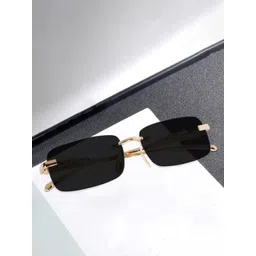 SPADEACES Kids Rimless UV Protected Rectangle Sunglasses kARAN GOLD BLACK -09-picture-12