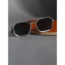 SPADEACES Men Aviator Sunglasses with UV Protected Lens SILVER BLACK HEXAGUN-02-picture-29