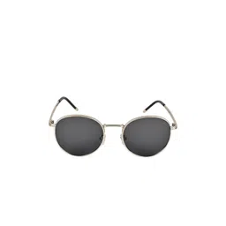 SPADEACES Men Black Lens & Silver-Toned Round Sunglasses with image 4