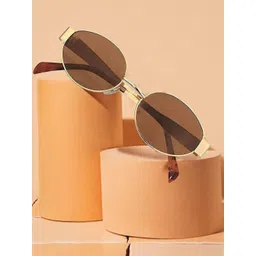 SPADEACES Unisex Aviator Sunglasses with UV Protected Lens OG FULL BLACK & GOLD BROWN OVAL-picture-17