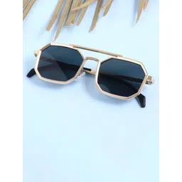 SPADEACES Unisex Aviator Sunglasses with UV Protected LensGOLD BLACK POLYGON -493-picture-27