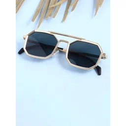 SPADEACES Unisex Black Lens & Gold-Toned Other Sunglasses GOLD BLACK HEXAGUN -45-picture-33