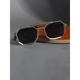 SPADEACES Unisex Black Lens & Gunmetal-Toned Aviator Sunglasses-picture-31