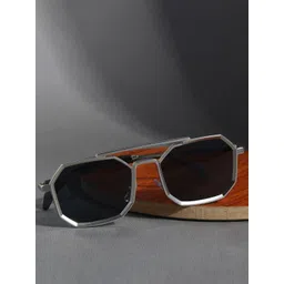 SPADEACES Unisex Black Lens & Silver-Toned Aviator Sunglasses With UV Protected Lens-picture-40